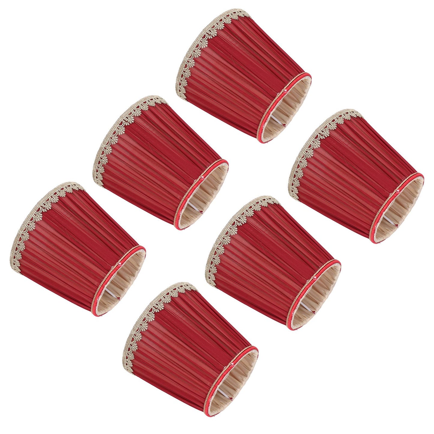 Small Lamp Shade Fabric Wine Red Golden Edge Lampshade for E14 Table Chandelier Wall Lamp