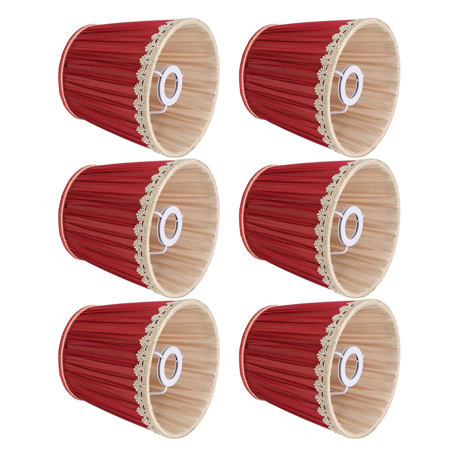 Small Lamp Shade Fabric Wine Red Golden Edge Lampshade for E14 Table Chandelier Wall Lamp