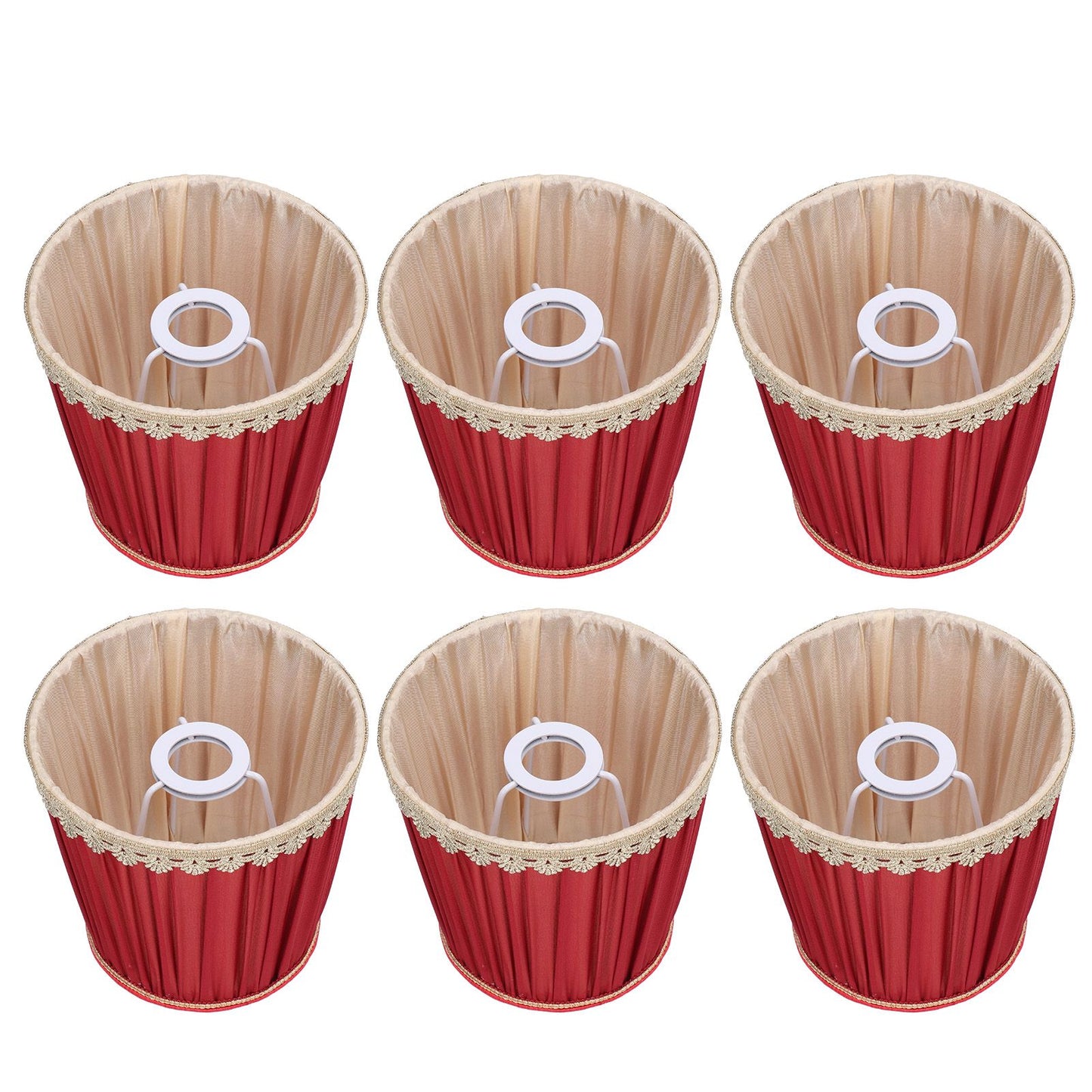 Small Lamp Shade Fabric Wine Red Golden Edge Lampshade for E14 Table Chandelier Wall Lamp