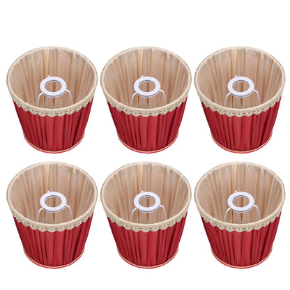 Small Lamp Shade Fabric Wine Red Golden Edge Lampshade for E14 Table Chandelier Wall Lamp