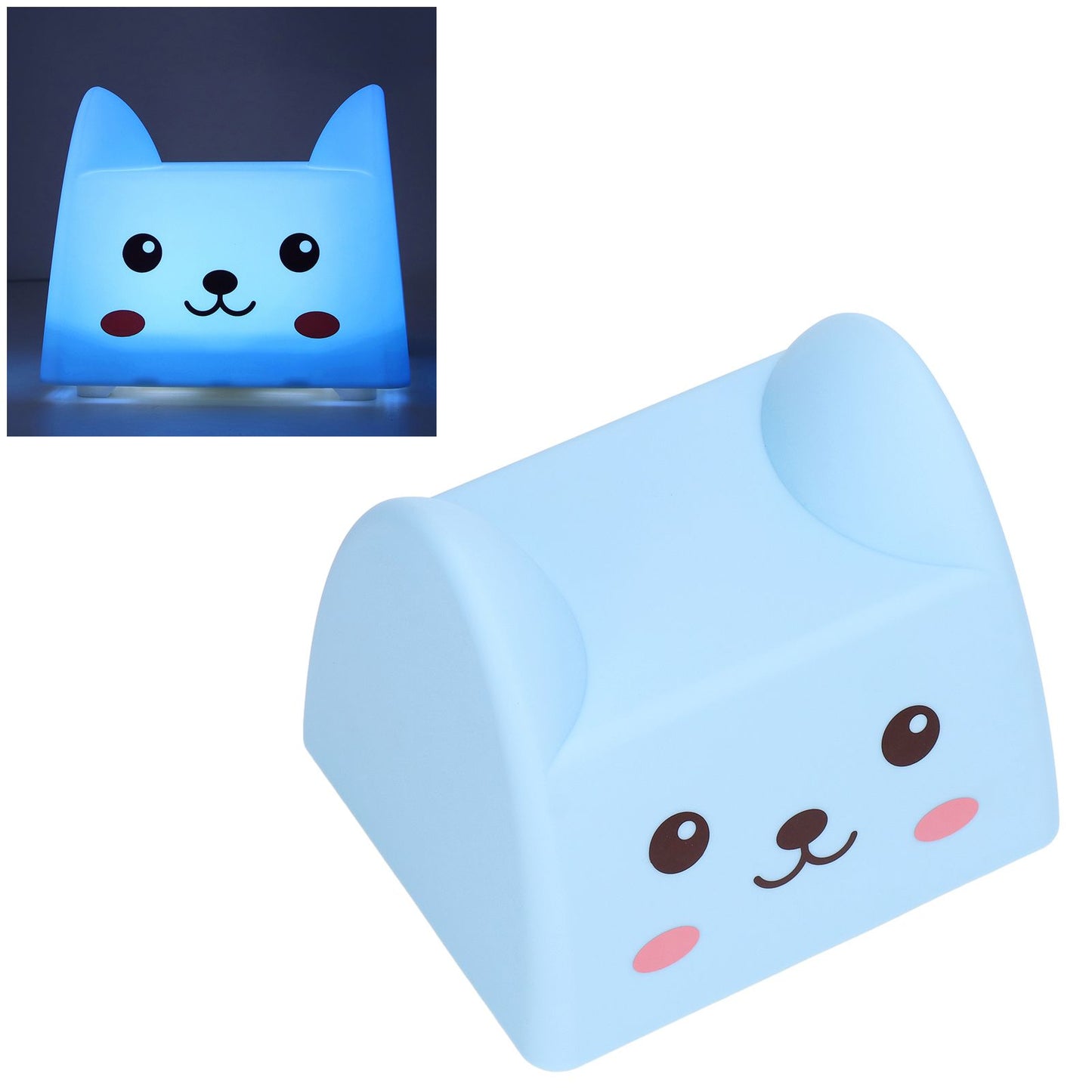 Night Lamp Exquisite Cute Blue Cat Shape White Light Source Interesting Decorative Lighting Device for Kids