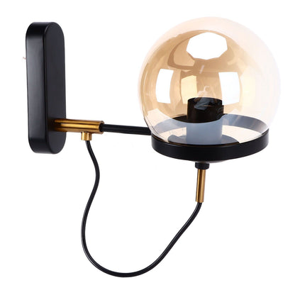 Wall Lamp Blowing Technology Transparent Soft Lighting Fashion Design Glass Ball Lamp 110‑220VBlack Tan Lampshade