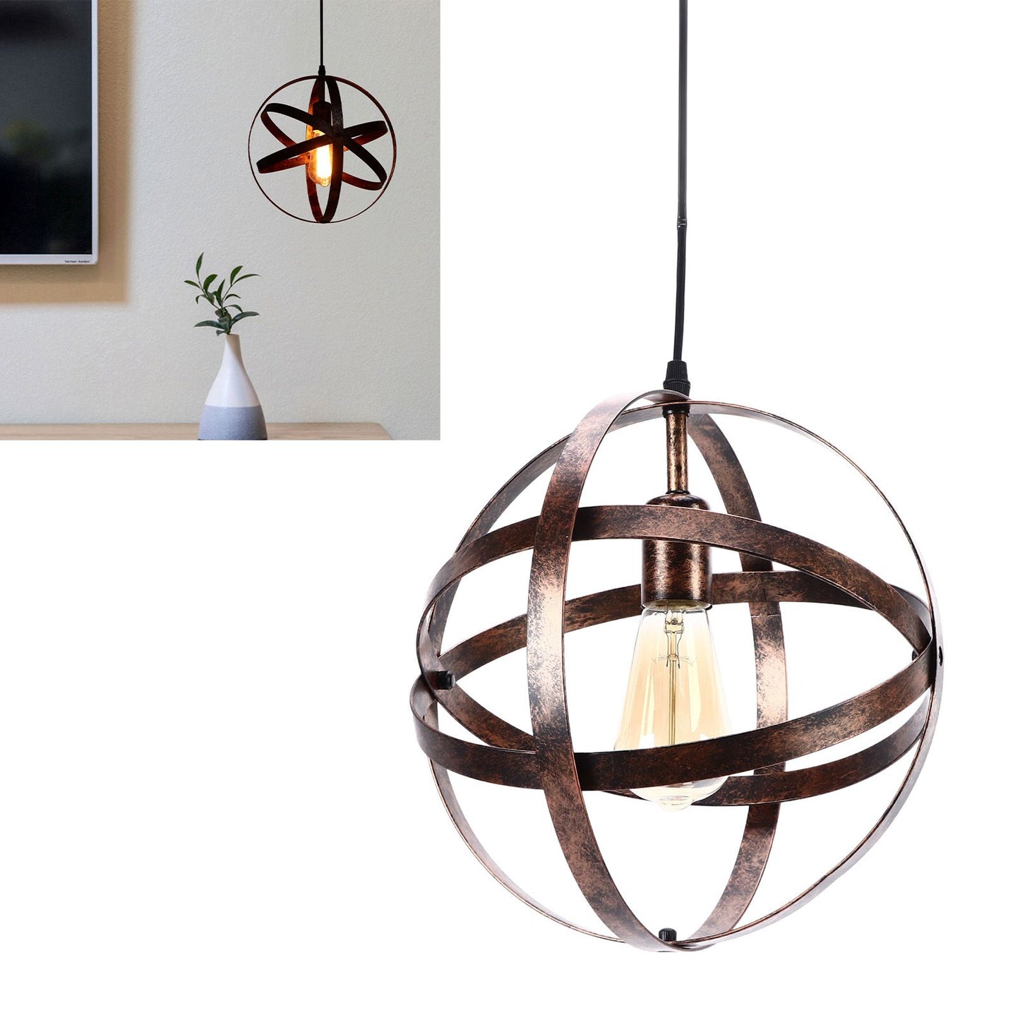 Ball Earth Chandelier Retro American Industry Warm Romantic Stable Firm Wall Lamp for Coffee Shop Store