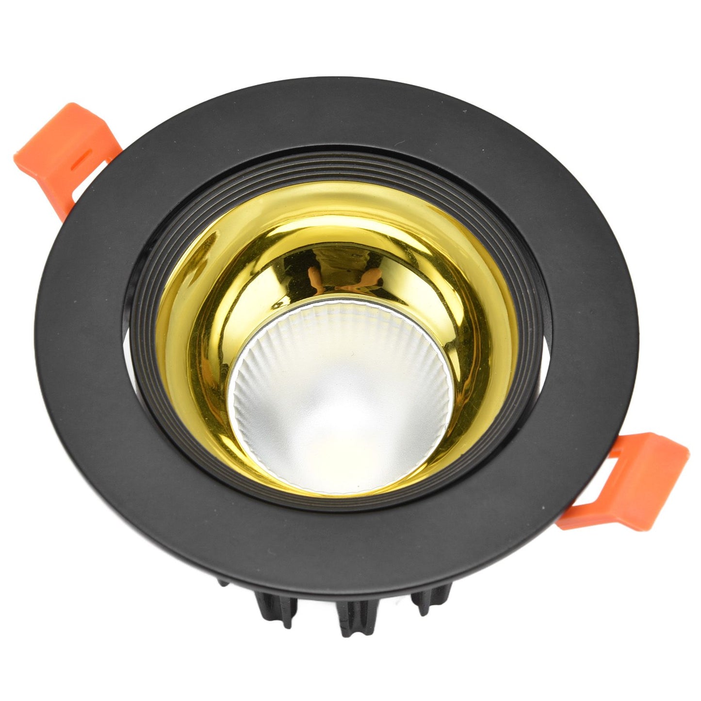 LED Downlight Aluminum Adjustable Angle Dustproof Ceiling Embedded Spotlight for Living Room Bedroom 100‑264VBlack Shell Golden Cup