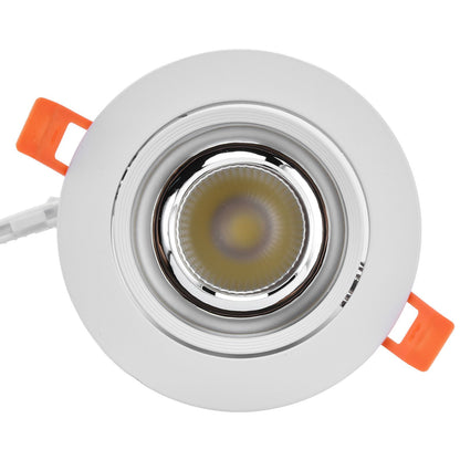 LED Downlight Aluminum Adjustable Angle Dustproof Ceiling Embedded Spotlight for Living Room Bedroom 100‑264VWhite Shell Silver Cup