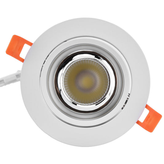 LED Downlight Aluminum Adjustable Angle Dustproof Ceiling Embedded Spotlight for Living Room Bedroom 100‑264VWhite Shell Silver Cup