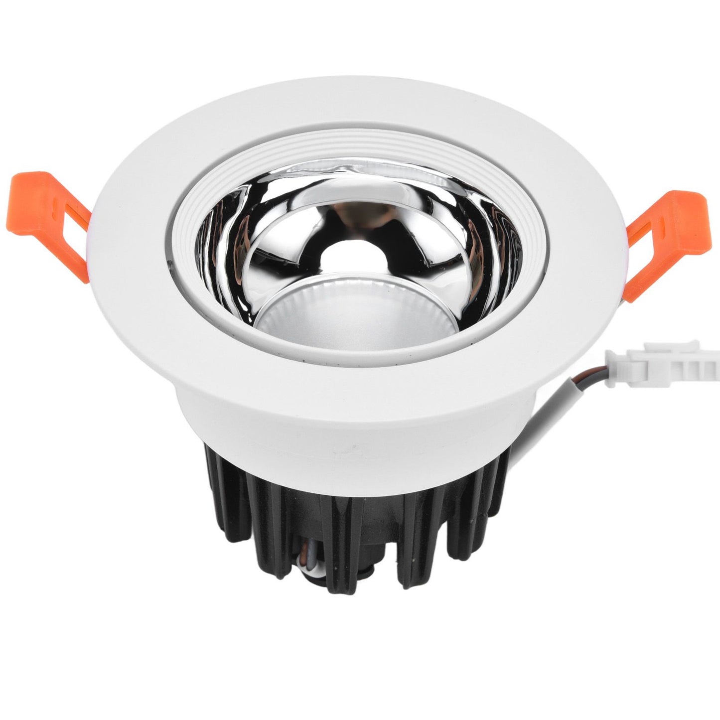 LED Downlight Aluminum Adjustable Angle Dustproof Ceiling Embedded Spotlight for Living Room Bedroom 100‑264VWhite Shell Silver Cup