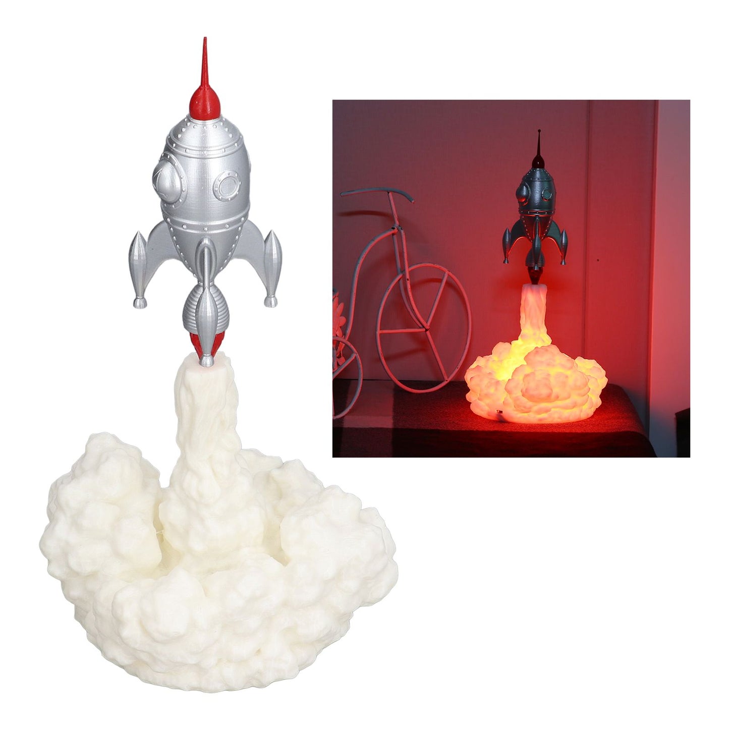 3D Rocket Lights Children's Accompanying Lights New Strange Lights 3D Printing Night Lights Bedroom Decoration