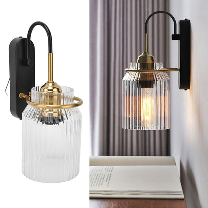 E26/E27 Wall Light Retro Glass Lampshade Wall Sconce Lamp for Bedroom Headboard Living Room110V‑240V