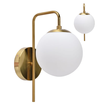 Nordic Modern E27 Glass Ball LED Wall Light Frosted Texture Round Bedroom Wall Lamp 110‑240V