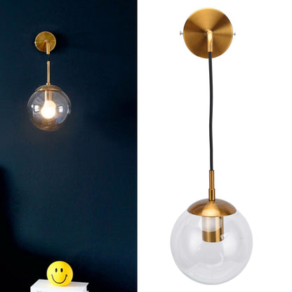 Modern Retro Wall Lamp Decorative Minimalis Glass Ball E27 Wall Light for Living Room Bedroom Study 110‑240V