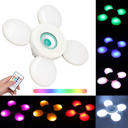 Deformable Lamp RGB Color Light Adjustable Angle Foldable Design Remote Control Speaker Lightbulb 85‑265V