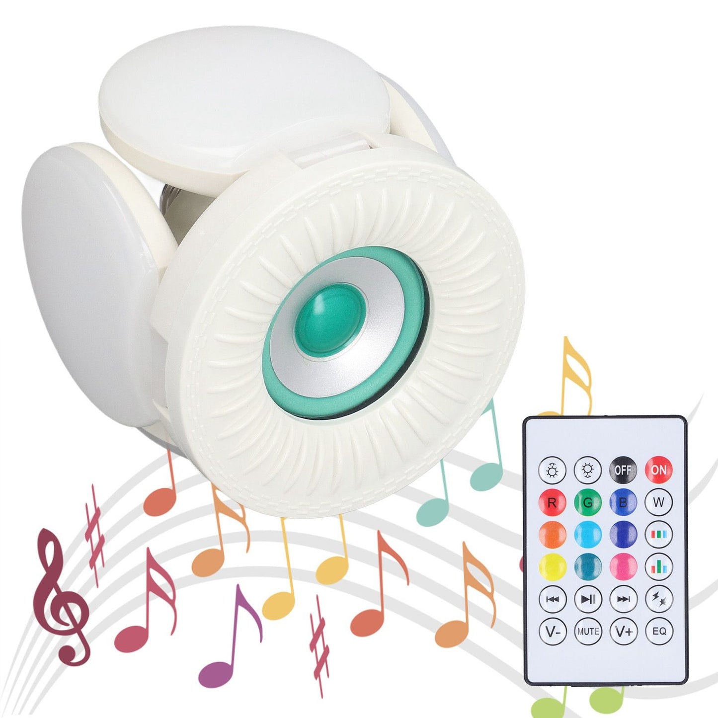 Deformable Lamp RGB Color Light Adjustable Angle Foldable Design Remote Control Speaker Lightbulb 85‑265V
