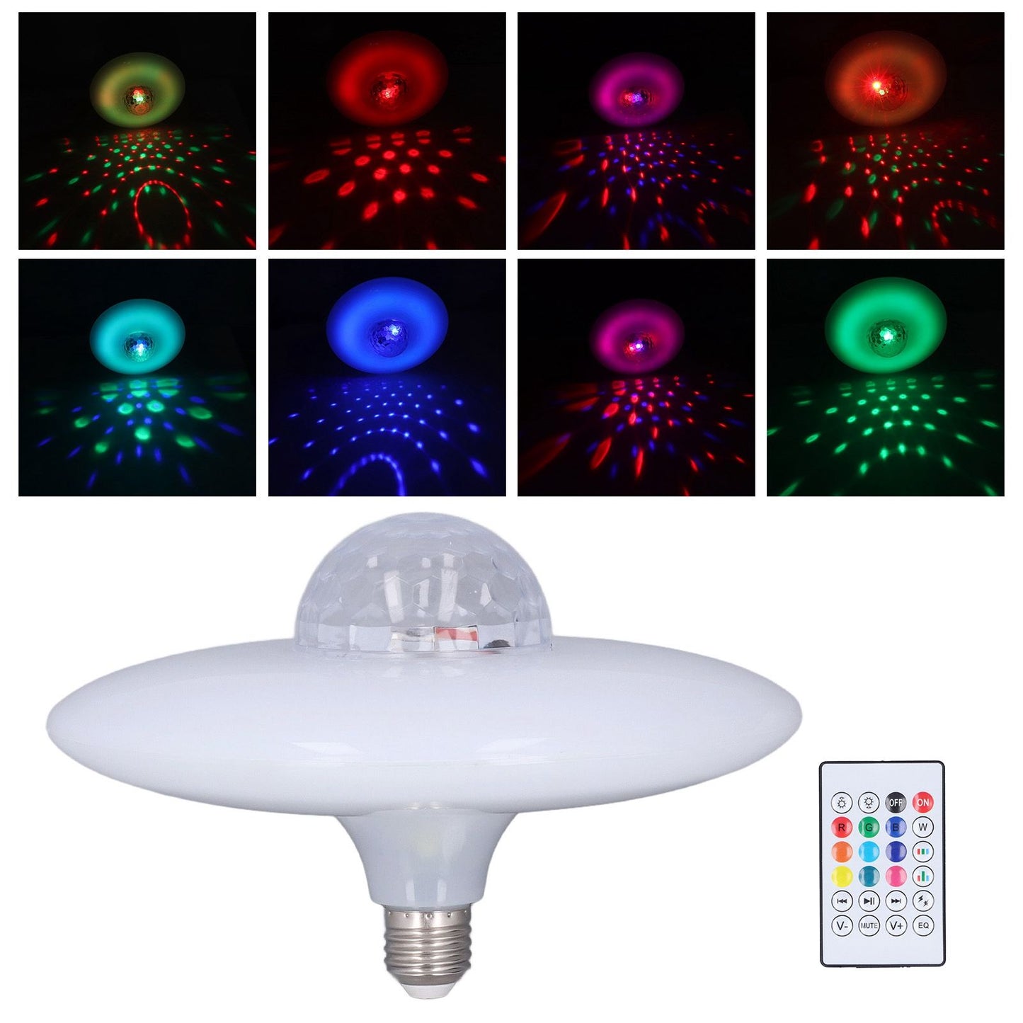 LED Projection Light Bluetooth Lamp Dynamic Ripple Effect E27 RGB Remote Control 24W 85‑265V