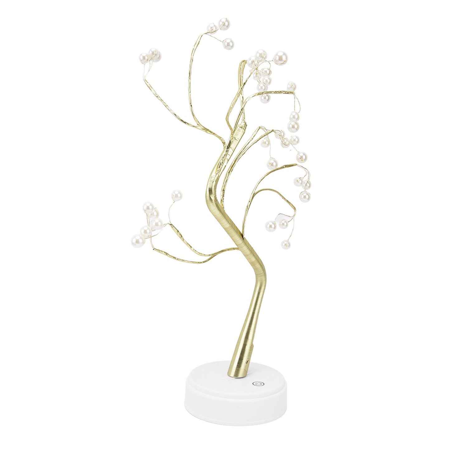 Tabletop Bonsai Tree Lamp Adjustable Safe Use Stable Night Light with Copper Wire USB Cable for Home Christmas Office36L Pearl Warm Light