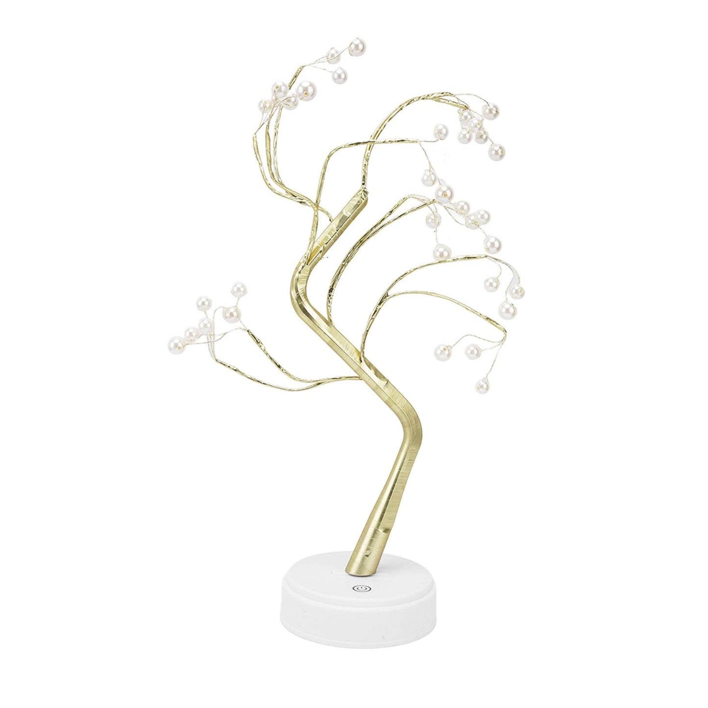 Tabletop Bonsai Tree Lamp Adjustable Safe Use Stable Night Light with Copper Wire USB Cable for Home Christmas Office36L Pearl Warm Light