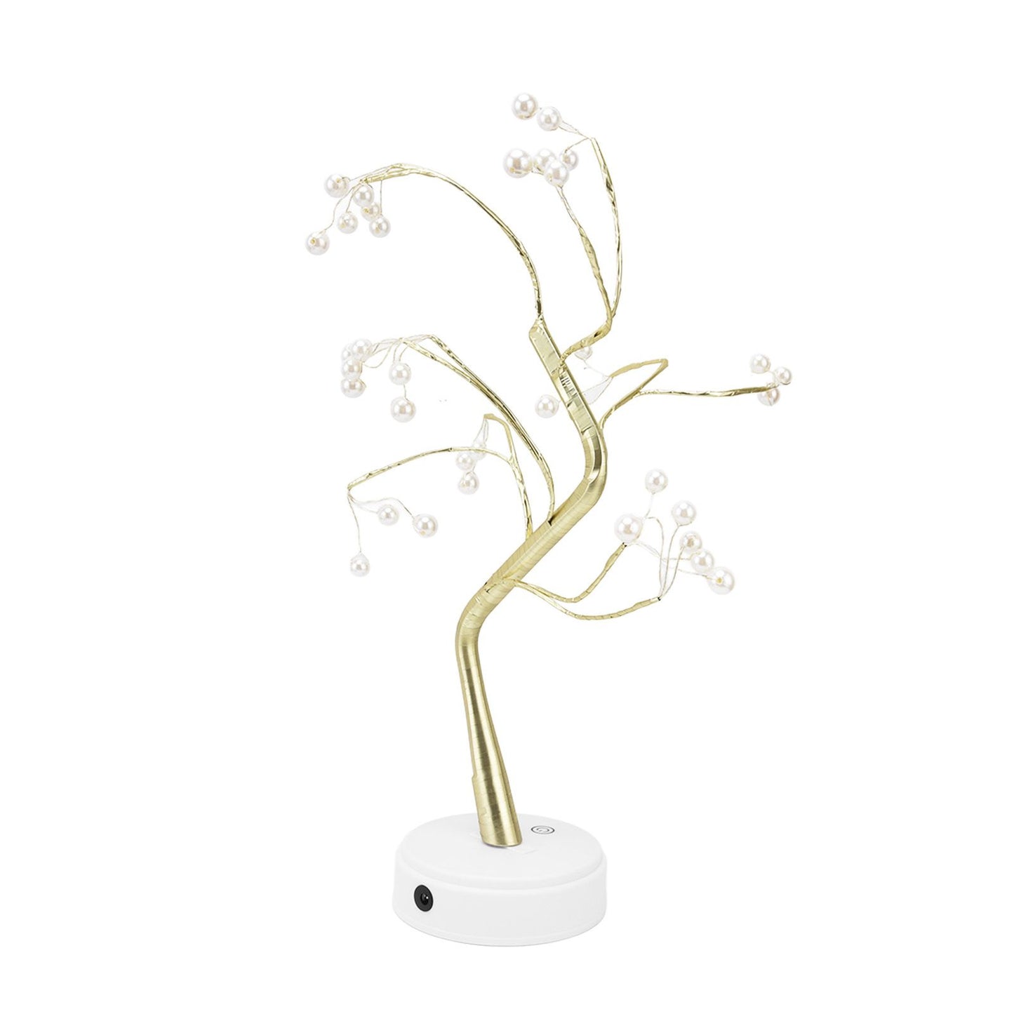Tabletop Bonsai Tree Lamp Adjustable Safe Use Stable Night Light with Copper Wire USB Cable for Home Christmas Office36L Pearl Warm Light