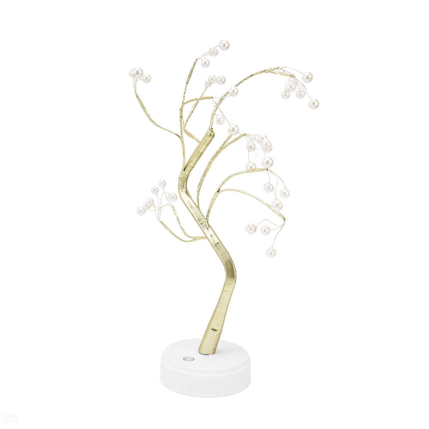 Tabletop Bonsai Tree Lamp Adjustable Safe Use Stable Night Light with Copper Wire USB Cable for Home Christmas Office36L Pearl Warm Light