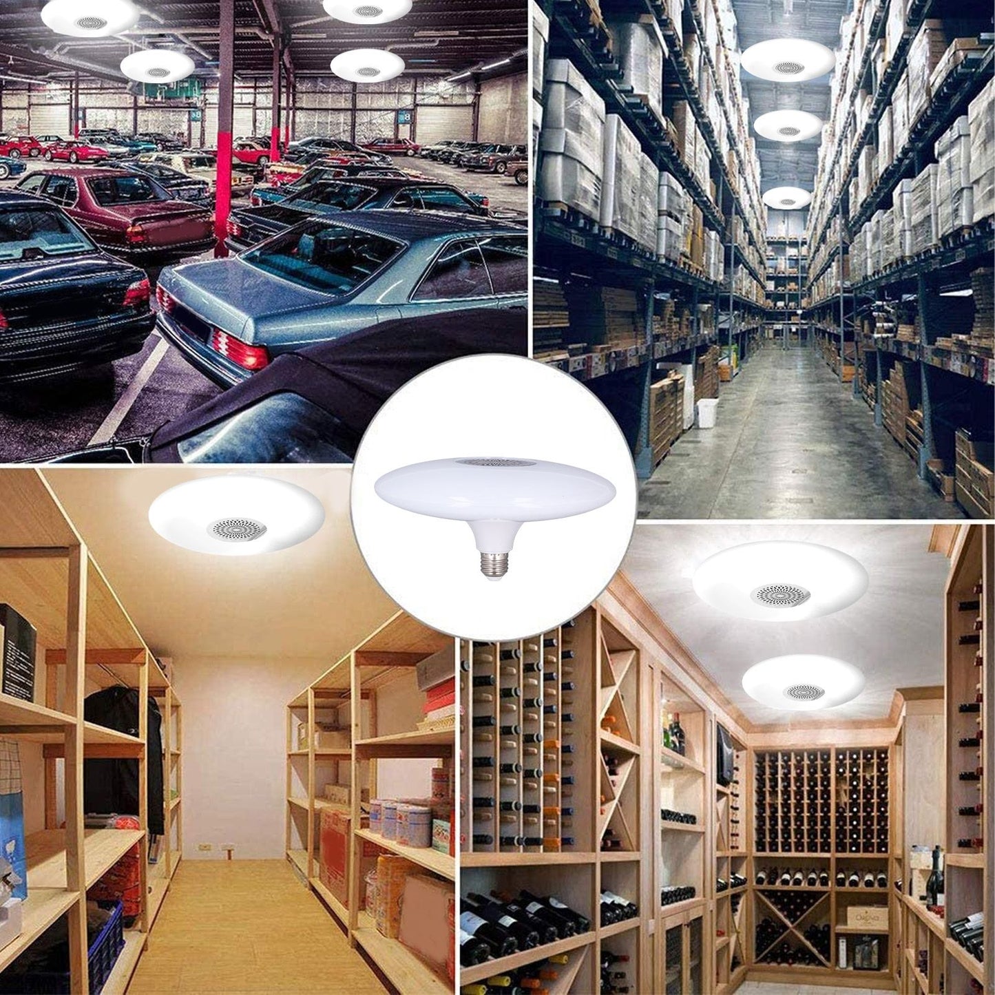 24W E27 RGB Color Changing Music Lamp with Remote Control Smart Music Speaker Ceiling Light 85‑265V
