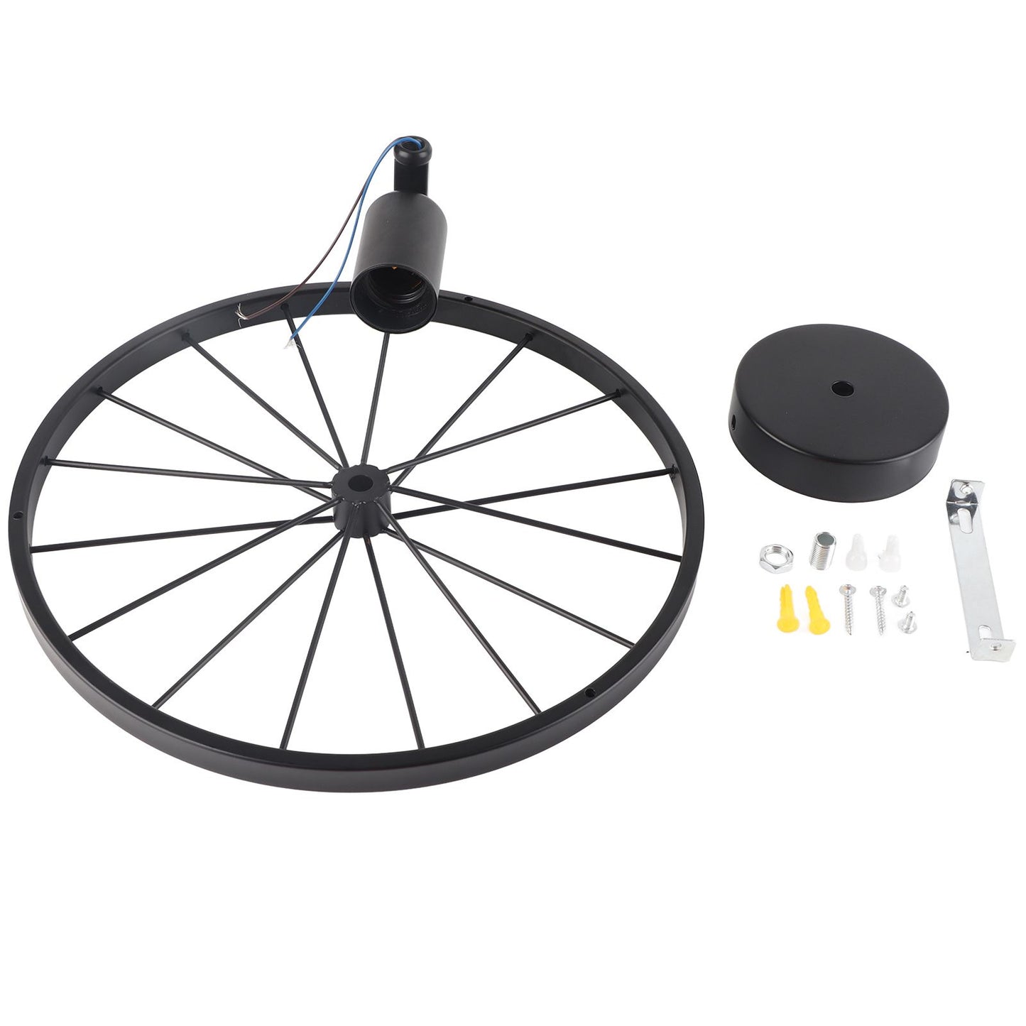 Wall Lamp Decorative Wheel Light Retro Industrial Style Iron for Balcony Corridor Black