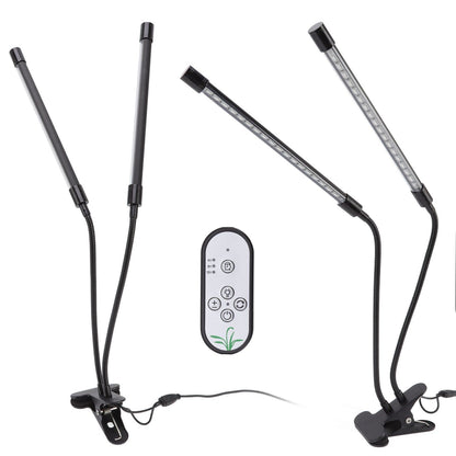 Plant Grow Light Dimmable Timing Full Spectrum USB Powered Dual Head Clip On LED Plant Lamp for Indoor 30W