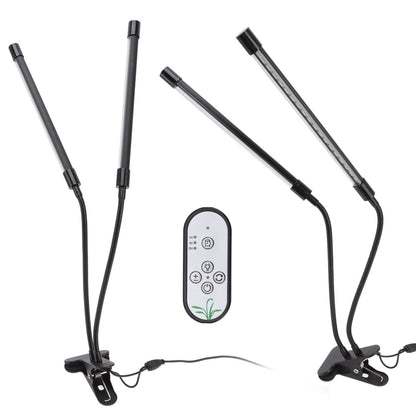 Plant Grow Light Dimmable Timing Full Spectrum USB Powered Dual Head Clip On LED Plant Lamp for Indoor 30W