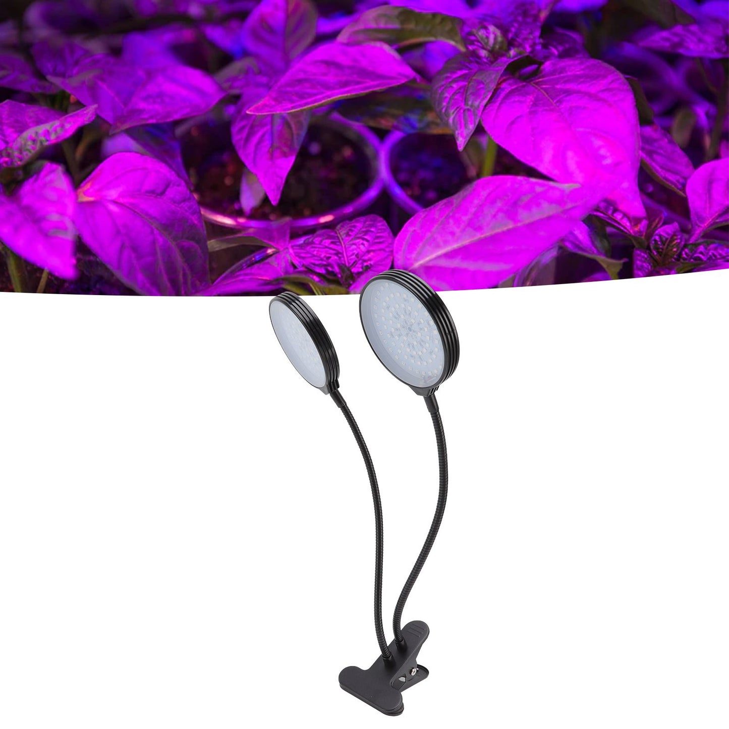 30W Double Head LED Plant Growing Lights Clip On 5 Level Brightness Grow Lamp for Indoor Plants