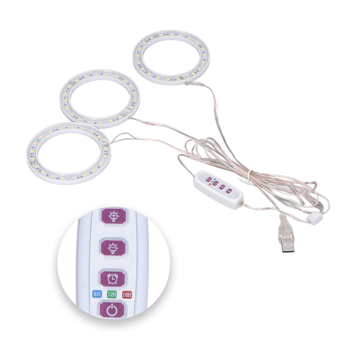 LED Plant Grow Lights Full Spectrum USB Growing Light Timing 5 Level Dimming for Indoor Plant Growing Pink Purple Light
