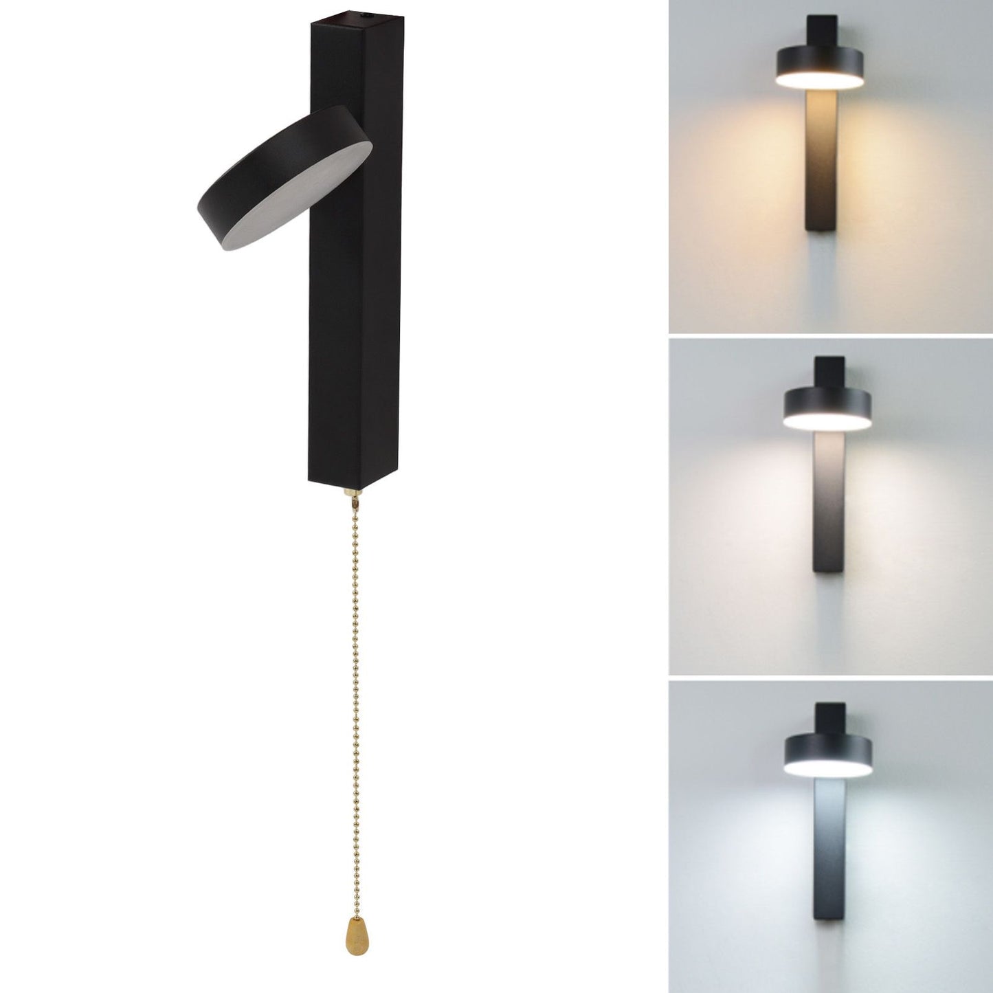 LED Wall Lights 3 Color Modes Modern Style Aluminium Pull Chain Switch Modern Wall Sconces for Bedroom Stair 85 to 265V
