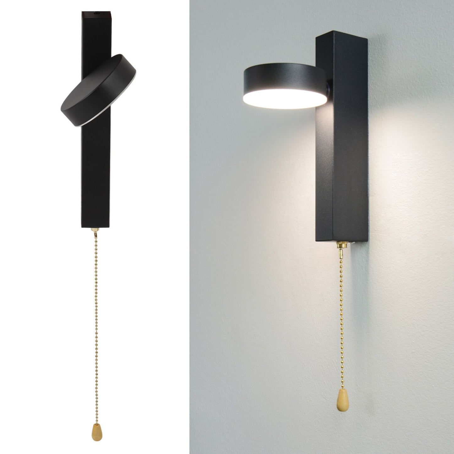 LED Wall Lights 3 Color Modes Modern Style Aluminium Pull Chain Switch Modern Wall Sconces for Bedroom Stair 85 to 265V