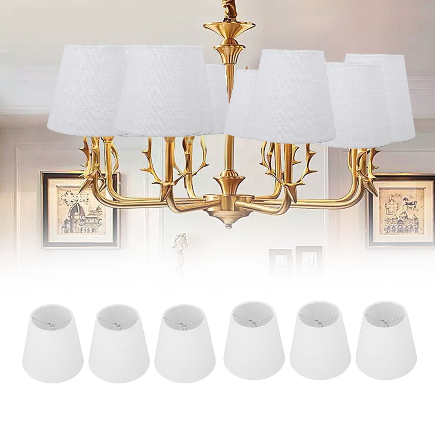 6Pcs White Fabric Lampshade Kit Modern Minimalist Lampshade for Candelabra Floor Table Chandelier Wall