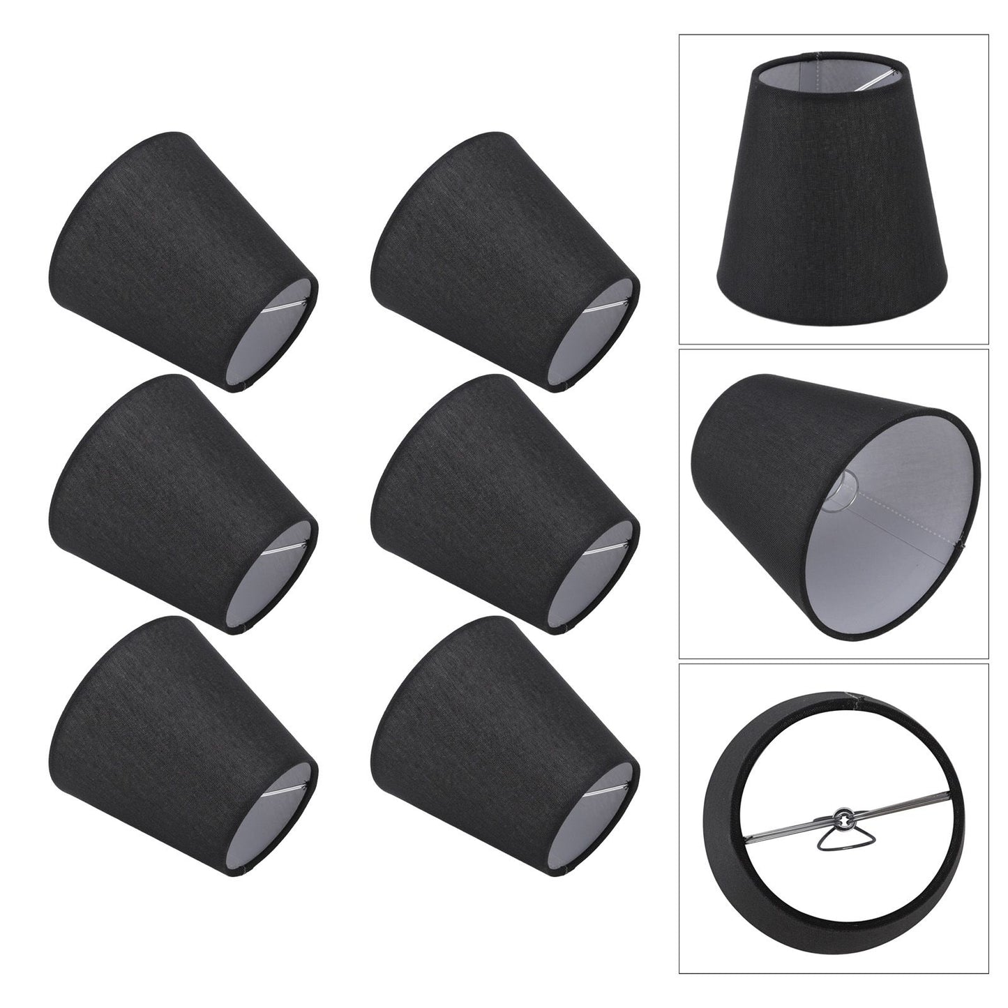 6Pcs Lampshade Lamp Shade Modern Simple Style Home Decoration Black for Small E14 Bulb
