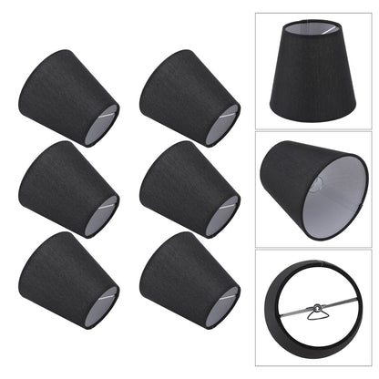 6Pcs Lampshade Lamp Shade Modern Simple Style Home Decoration Black for Small E14 Bulb