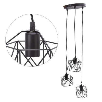 Antique Pendant Lampshade E27 3 Head Retro Unique Style Hanging Light Shade for Home Cafes 85‑240V
