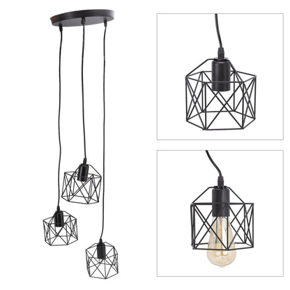 Antique Pendant Lampshade E27 3 Head Retro Unique Style Hanging Light Shade for Home Cafes 85‑240V