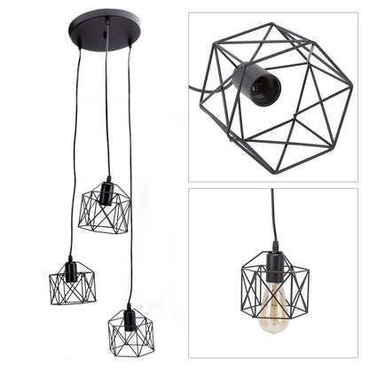 Antique Pendant Lampshade E27 3 Head Retro Unique Style Hanging Light Shade for Home Cafes 85‑240V