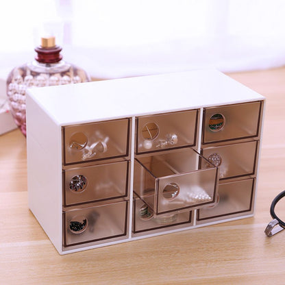 Mini 9 Grid Drawer Desk Storage Box Plastic Storage Organizer for Home Office