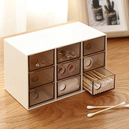Mini 9 Grid Drawer Desk Storage Box Plastic Storage Organizer for Home Office