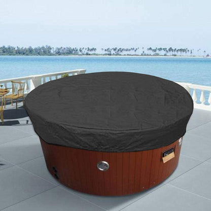 Round Hot Tub Cover Pool Dust Cover Bathtub Drawstring Oxford Cloth Cover for Outdoor Pool Brown