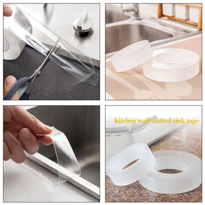 Kitchen Sink Waterproof Mildew Strong Self Adhesive Transparent Tape Bathroom Pool Water Sealing Tape