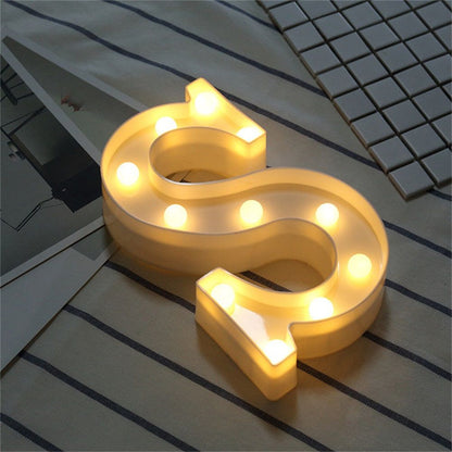 LED 26 Alphabet Letter Number Lights Ampersand Symbol Love Heart Light Up Sign Lamp For Love Wedding Home Party Holiday Bar Decoration