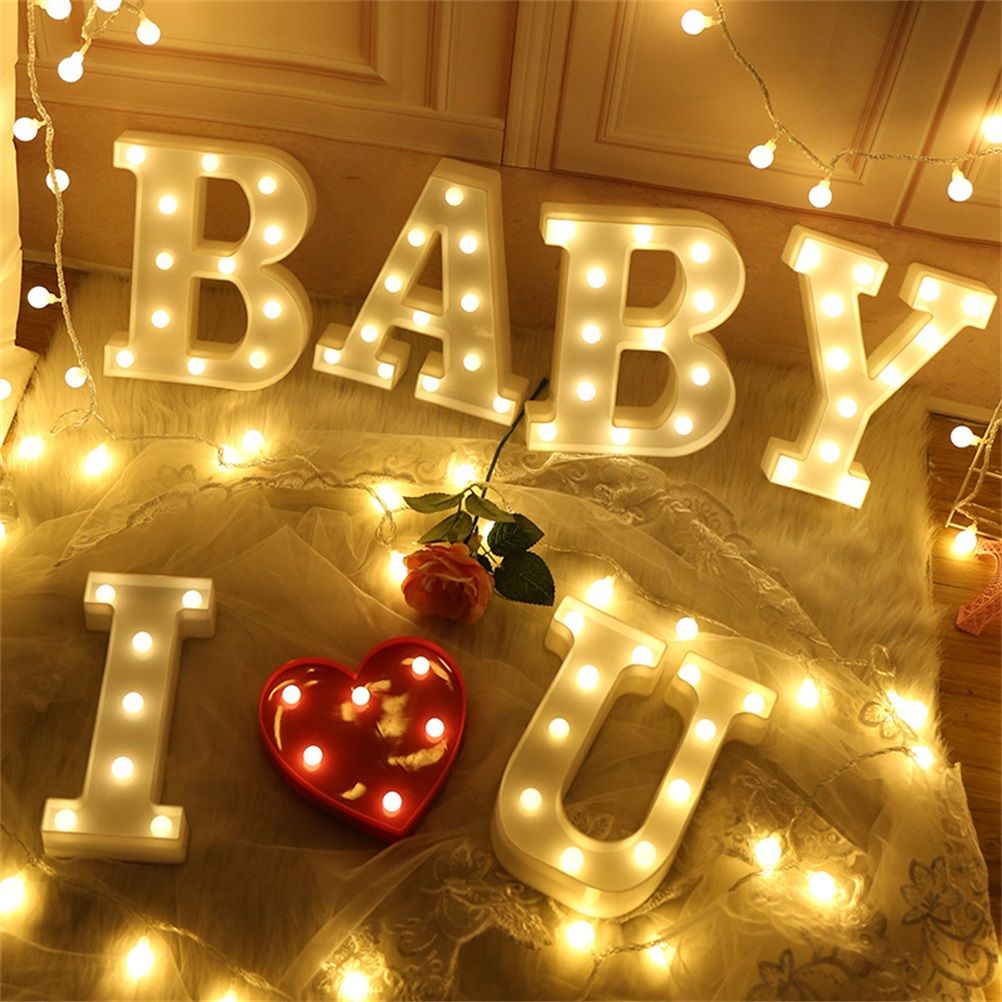 LED 26 Alphabet Letter Number Lights Ampersand and Symbol Love Heart Light Up Sign Lamp For Love Wedding Home Party Holiday Bar Decoration