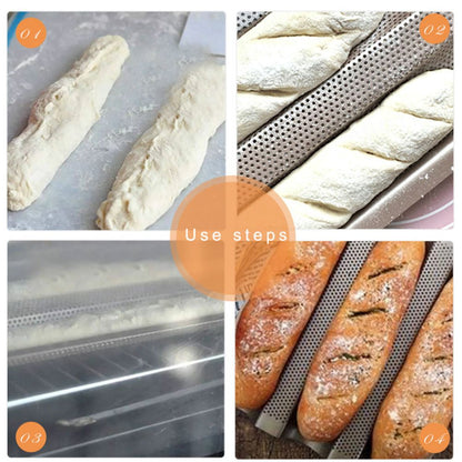 Non Stick Perforated French Bread Pan Bakeware Toast Cooking Bake Mold Home Bread Baking Mold