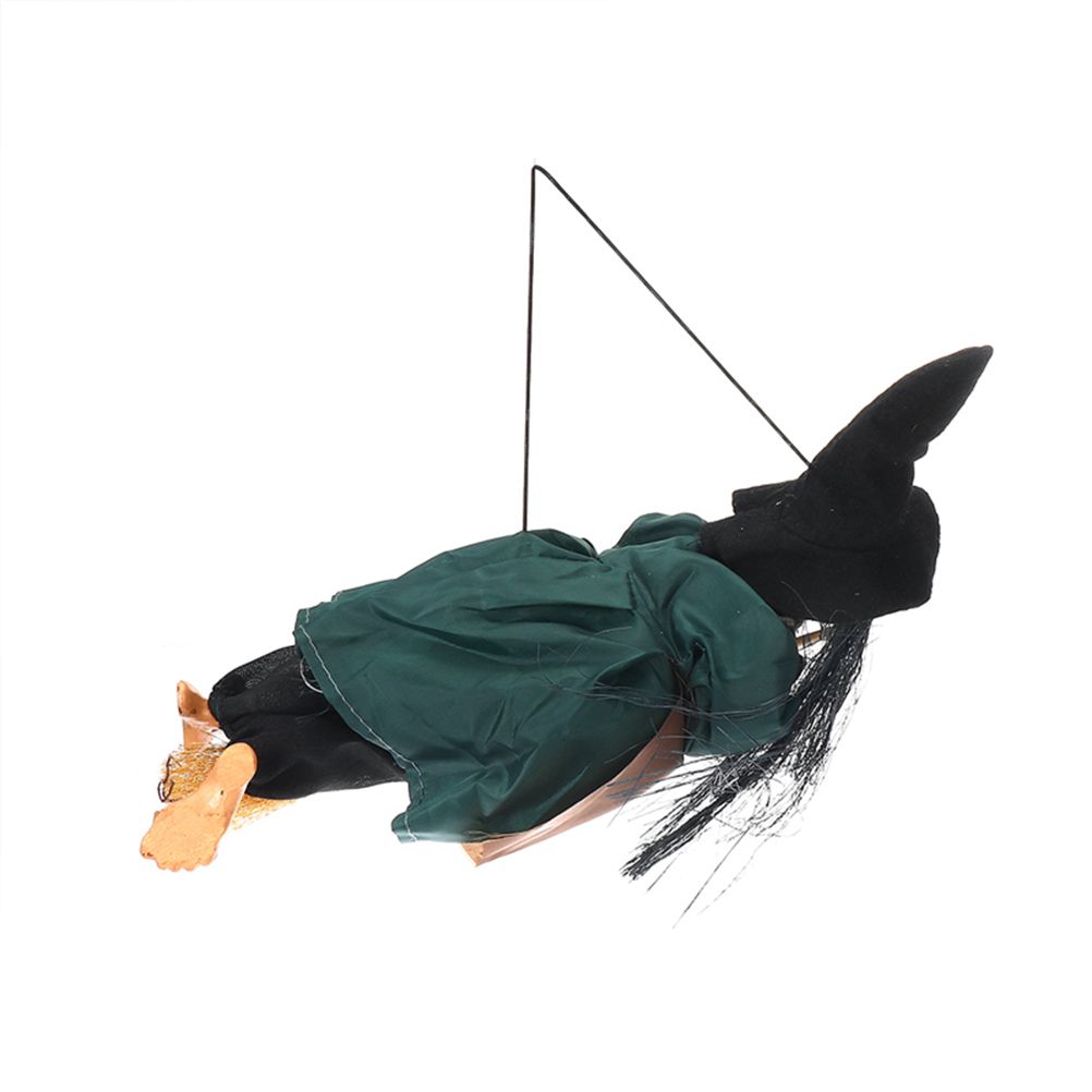 Halloween Hanging Witch Dolls Voice Control Prop Animated Ghost Scary Riding Broom Wall Hanging Party Outdoor Home Decoration Toy
