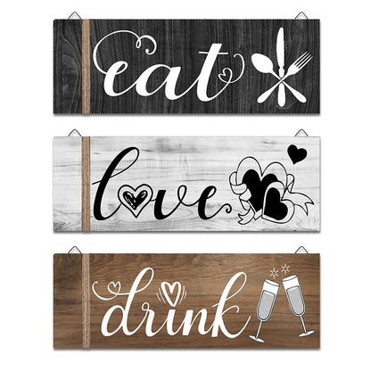 3Pcs Wall Decor Wooden Hanging Wall Sign Wooden Wall Art for Home Kitchen Dining Room Restaurant