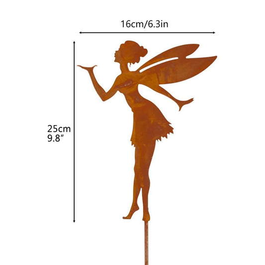 Decorative Garden Stakes Fairy Silhouette Metal Yard Stakes Arts Outdoor Garden Decor Spring Decor