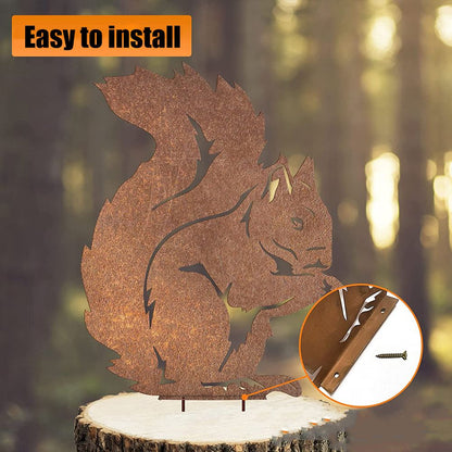 Rusty Standing Tree Stake Metal Rust Figure Garden Stake Outdoor Garden Yard Decoration