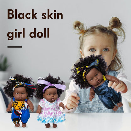 8 inch Black Dolls African Girl Dolls Lifelike Baby Play Doll for Kids Birthday Gift