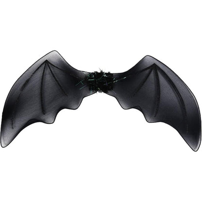 4Pcs Girls Halloween Cosplay Costume Dress Up Dress Black Mesh Skirt with Headband Bat Wing Wand Halloween Party Cosplay Props