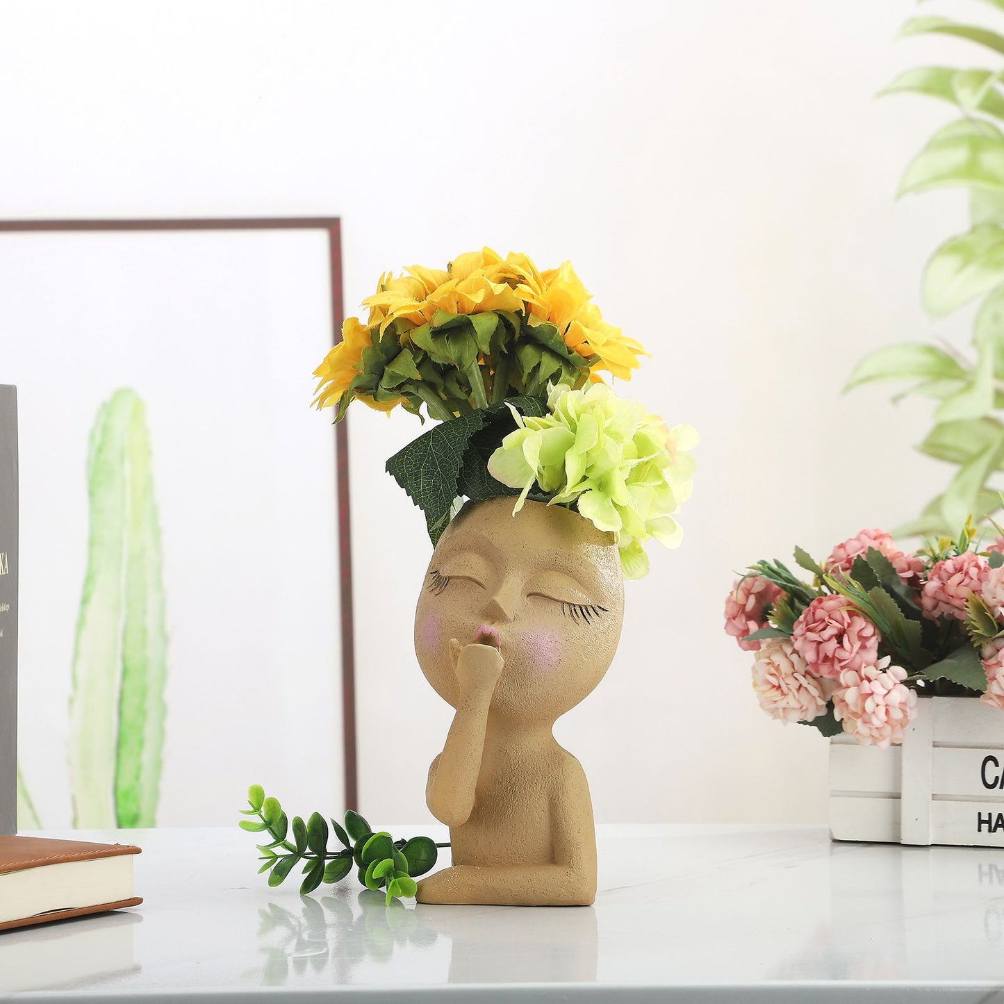 Mannequin Resin Flower Pot Face Flower Pot Garden Decoration